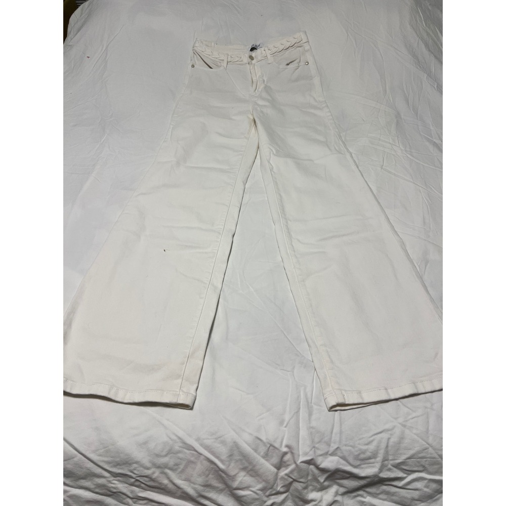 Judy Blue White Wide Leg Braided Waist Denim Jeans High Rise 9/29